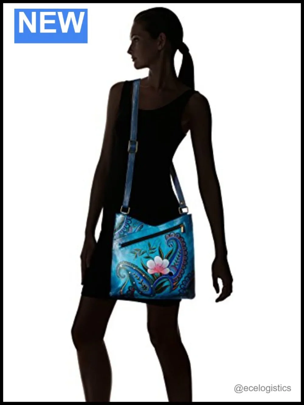 Genuine Leather Hand-Painted Large Crossbody Bag